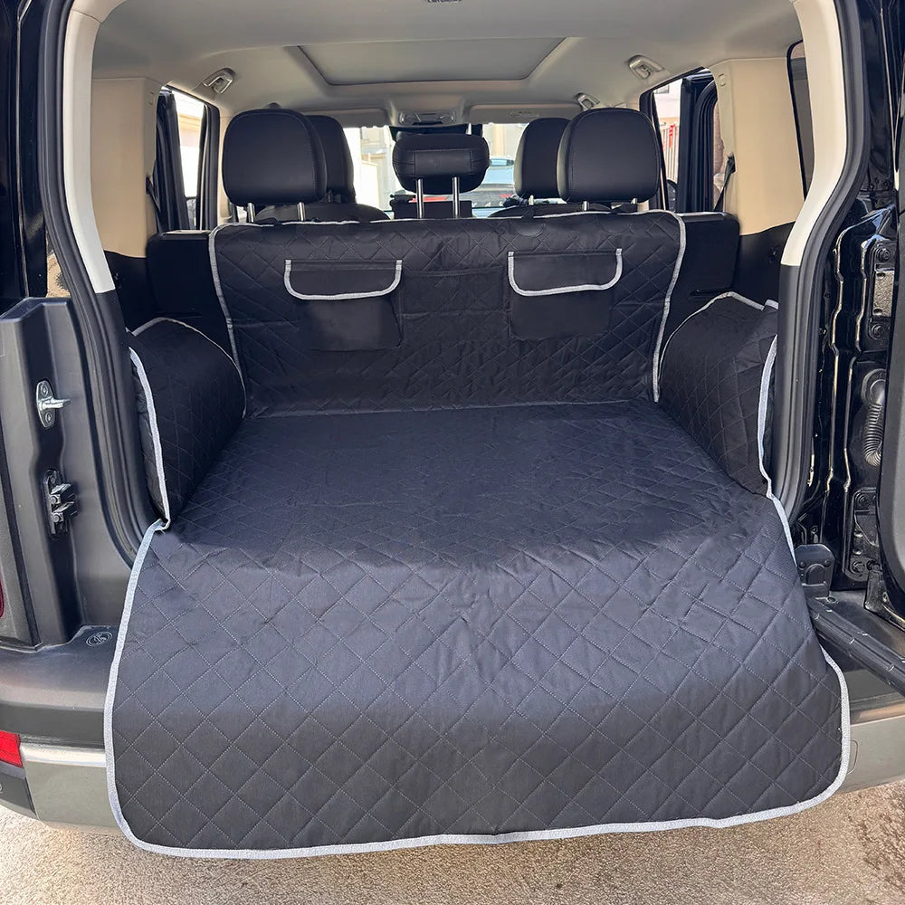 PawfectFriend Dark Gray Pet Car Trunk Cover – Waterproof, Non-Slip Backseat Protector for Dogs & Cats | Travel Comfort, Safety & Style