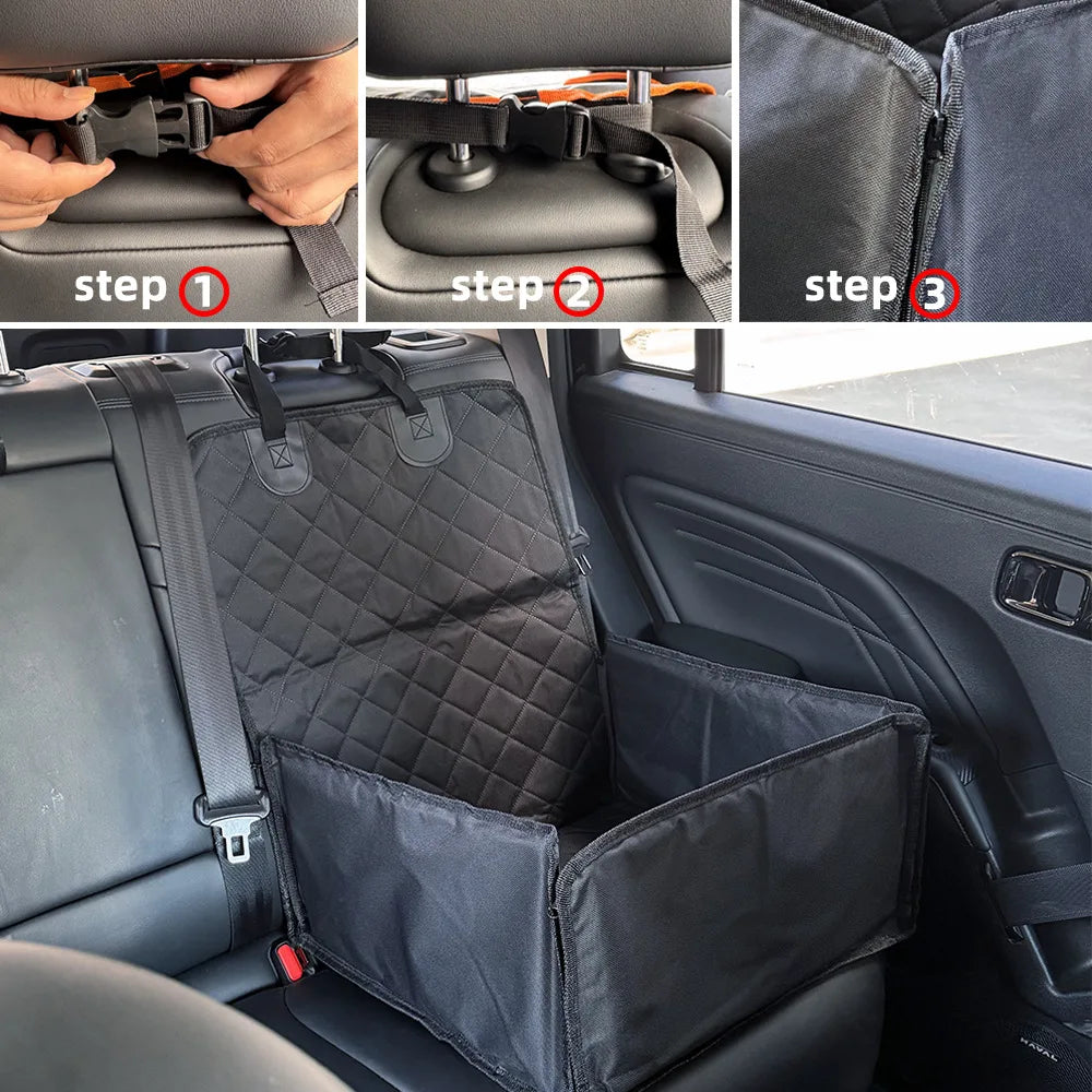 PawfectFriend Waterproof Anti-slip Pet Car Seat Cover – Folding Portable Rear Seat Protector for Dogs & Cats  Anti-Dirty, Scratchproof & Travel-Friendly Oxford Mat