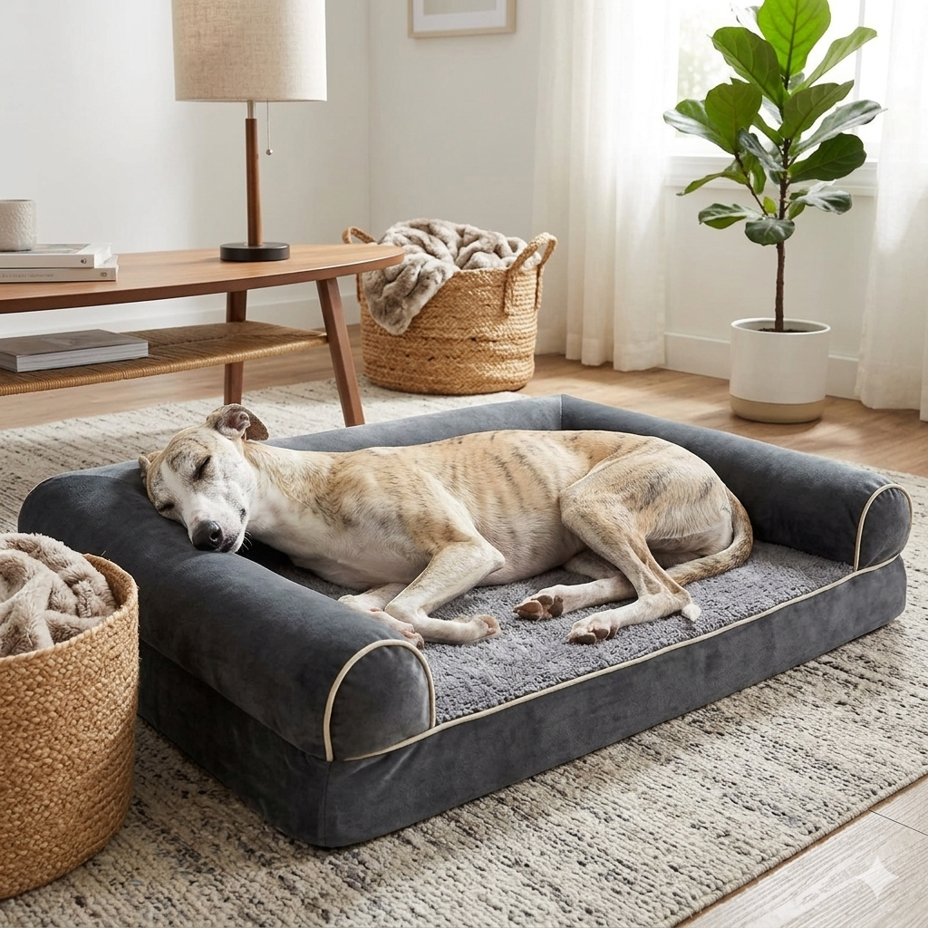 Premium Quality Orthopedic Dog Bed with Bolstered Sides- Plush Foam Mattress for Large, Medium & Small Dogs- Washable Cover Non-Slip Water-Resistant Liner PawfectFriend